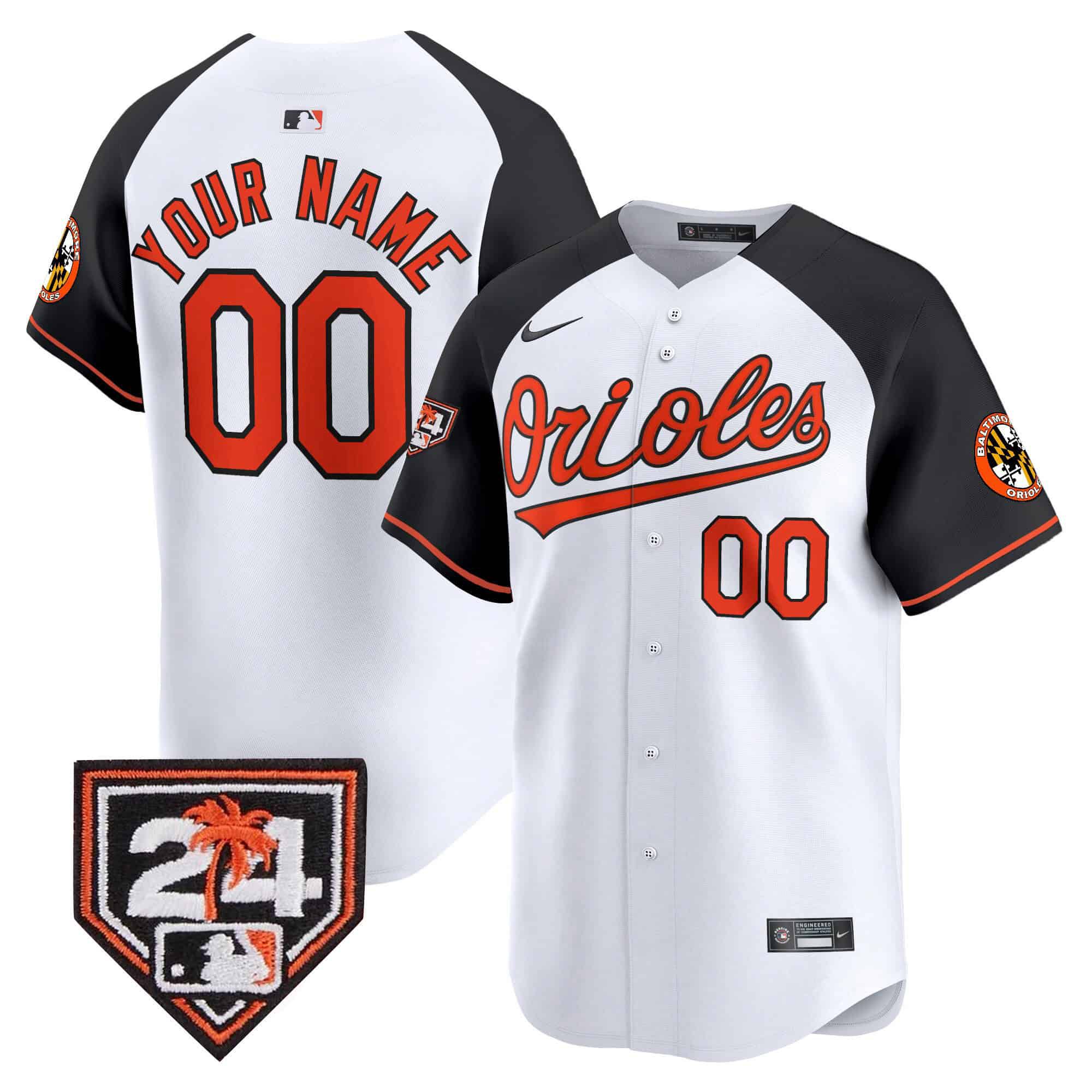 Men Baltimore Orioles White Nike 2024 Spring Training Patch Vapor Premier Limited Custom MLB Jersey style 2->customized mlb jersey->Custom Jersey